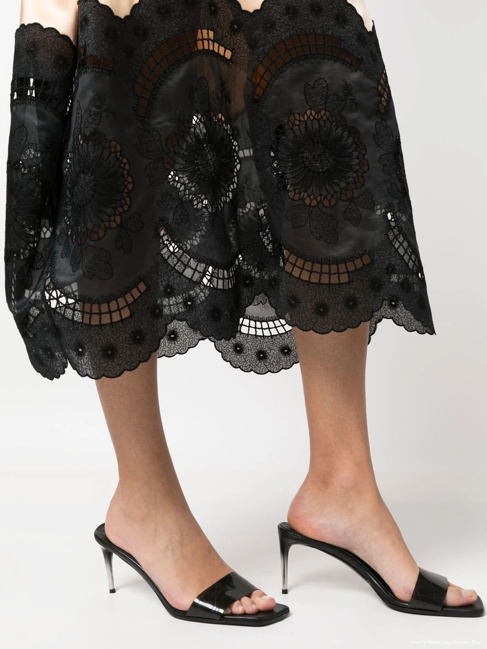 Affordable Stella skirt McCartney cotton-linen Women broderie-anglais midi 0704